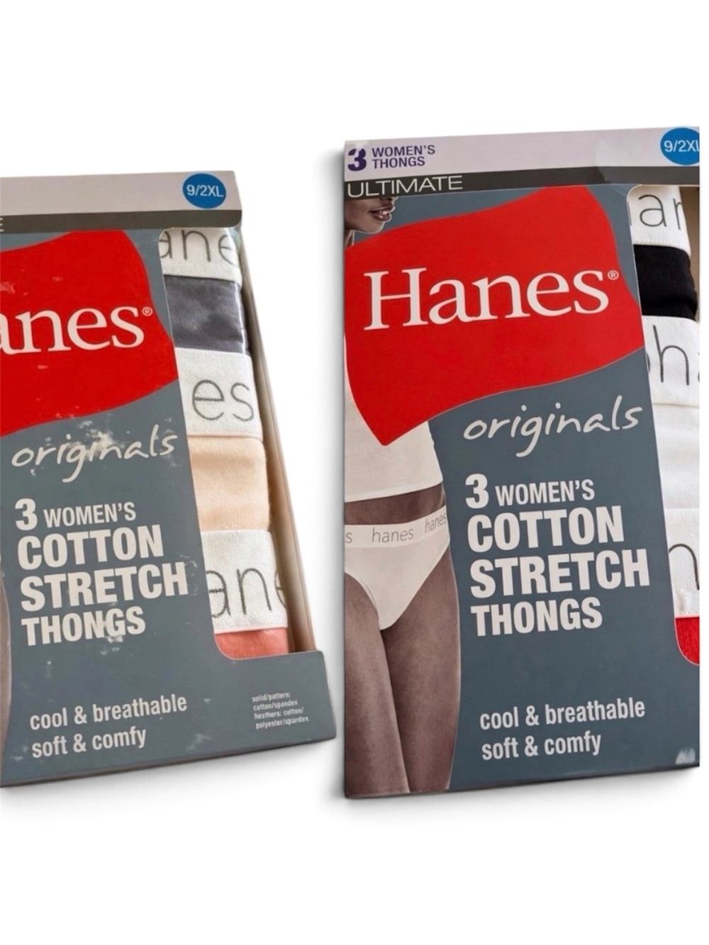 NWT Hanes Women's Thong Underwear Multipack Lot Size 9 2XL XXL Plus 6 Pairs